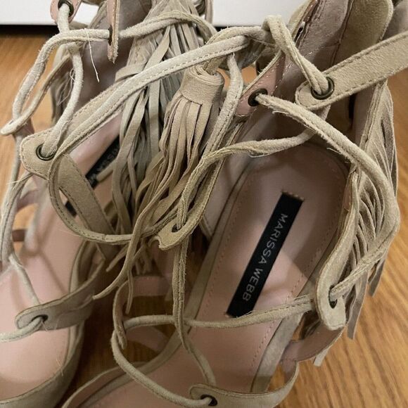 MARISSA WEBB Raina Tassel Lace-Up Tan Heels size EU 38 - Picture 10 of 10